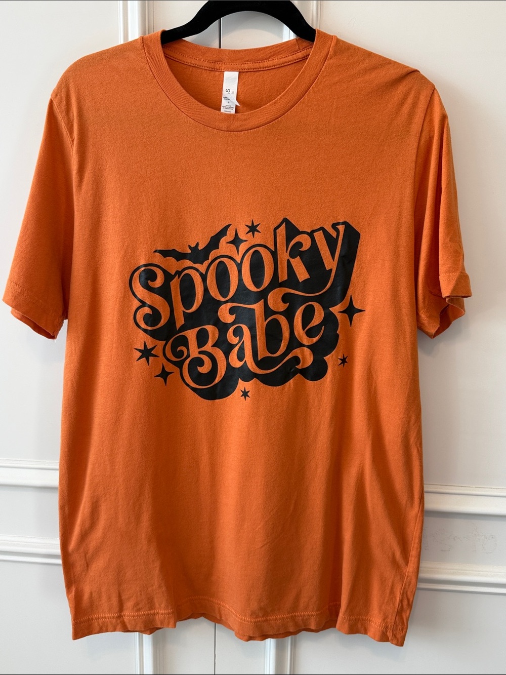 Bella Canvas Orange Tee with Black 'Spooky Babe' Graphic